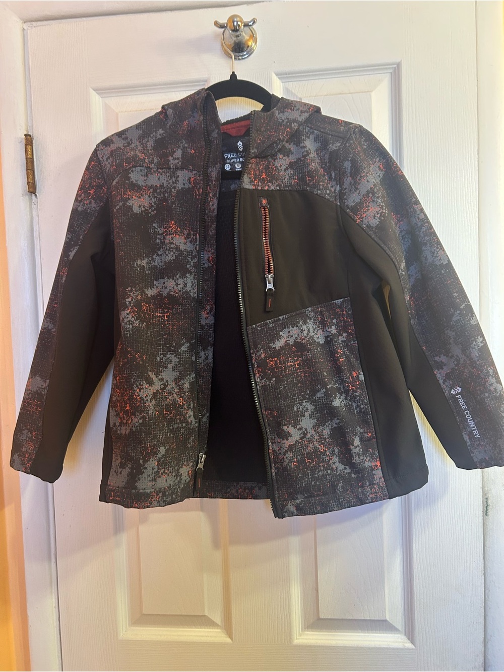Free Country Black and Gray Raincoat with Orange Accents